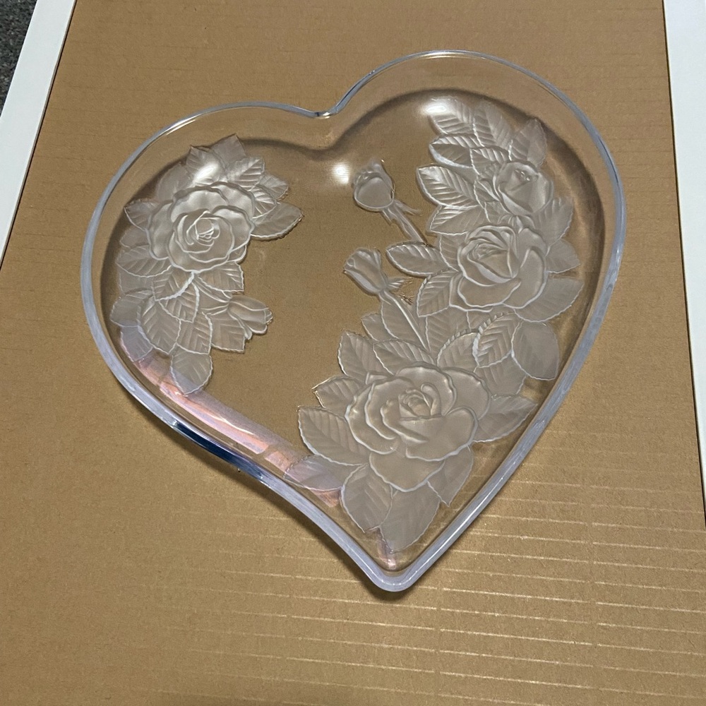 Heart-Shaped Glass Dish with Floral Design